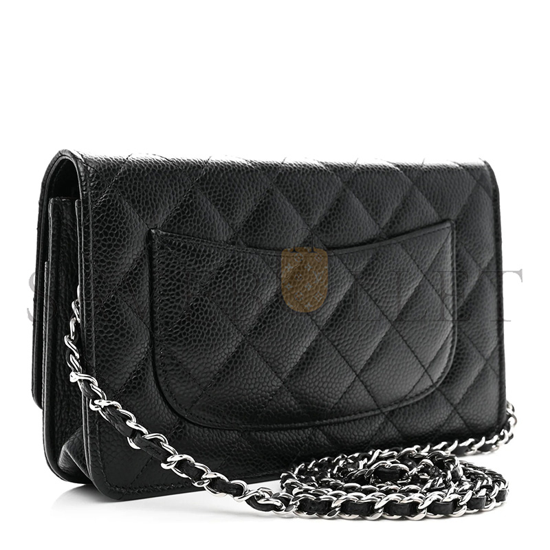 CHANEL MASTER CAVIAR QUILTED WALLET ON CHAIN WOC BLACK AP4241 (19*12*3cm)
